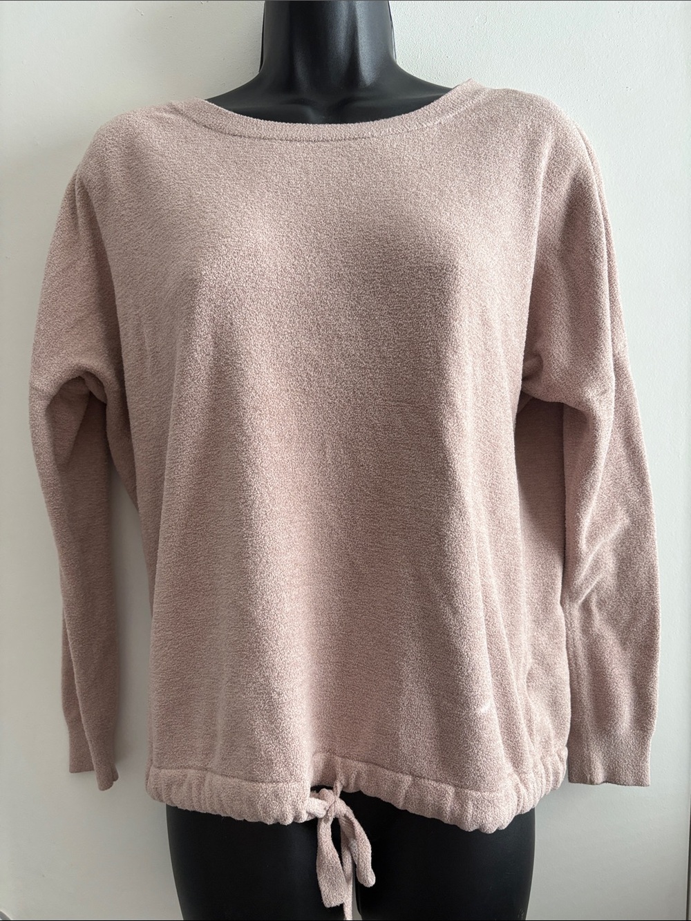 Barefoot Dreams Blush Cozychic Ultra Lite Crewneck Sweater w/Drawstring Hem SZ S